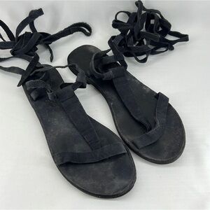Free People Black Wrap Sandals